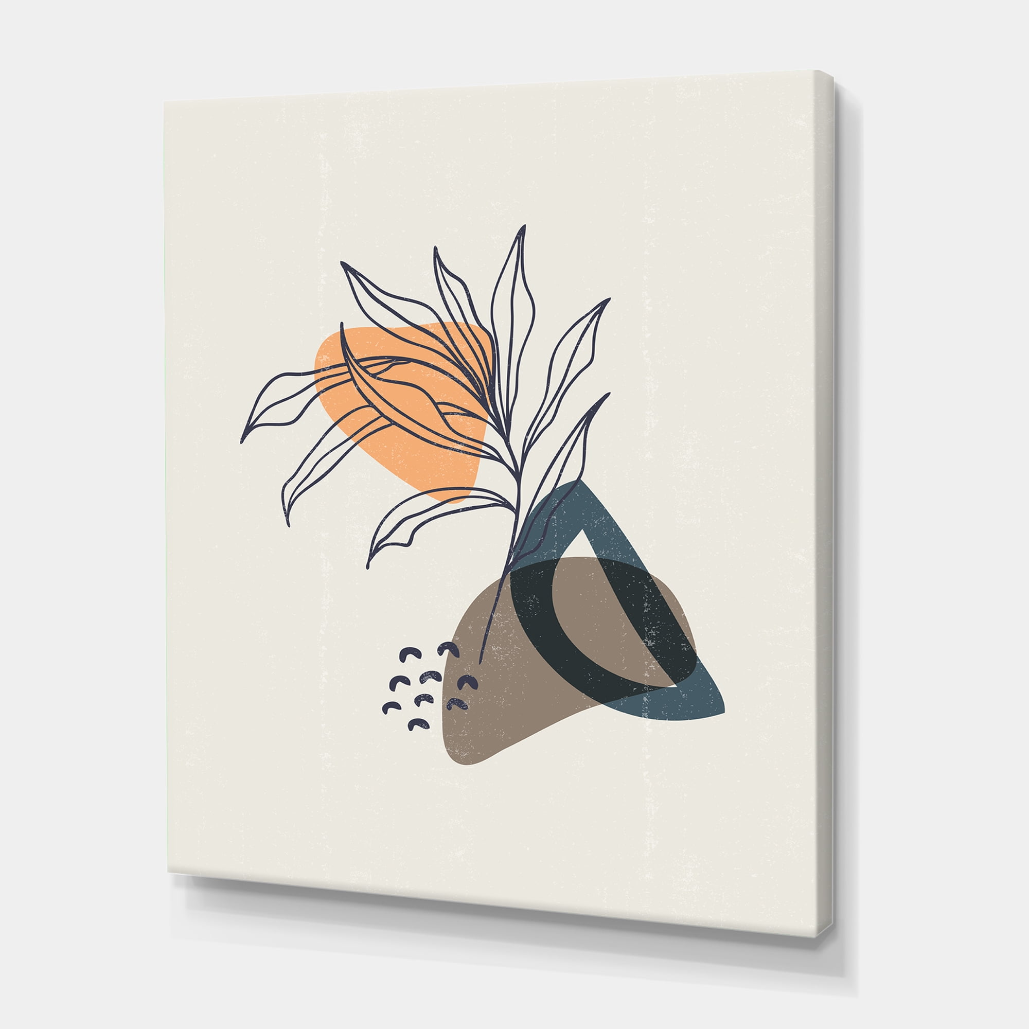 Designart ' Minimalist Shapes With Ancient Plant I ' Modern Canvas Wall Art Print