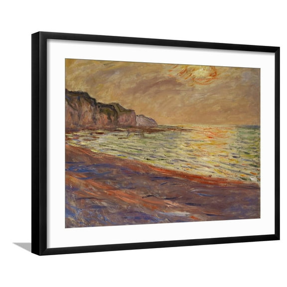Art.com Beach at Pourville, Sunset, 1882 Giclee Print by Claude Monet, Black Frame Wall Art, 29" x 23"