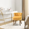 thumbnail image 3 of Makeup Vanity Stool Dressing Table Accent Chair Set of 2 Velvet Tufted Upholstered Cushioned Wood Leg Home Bedroom Living Room Mustard, 3 of 8