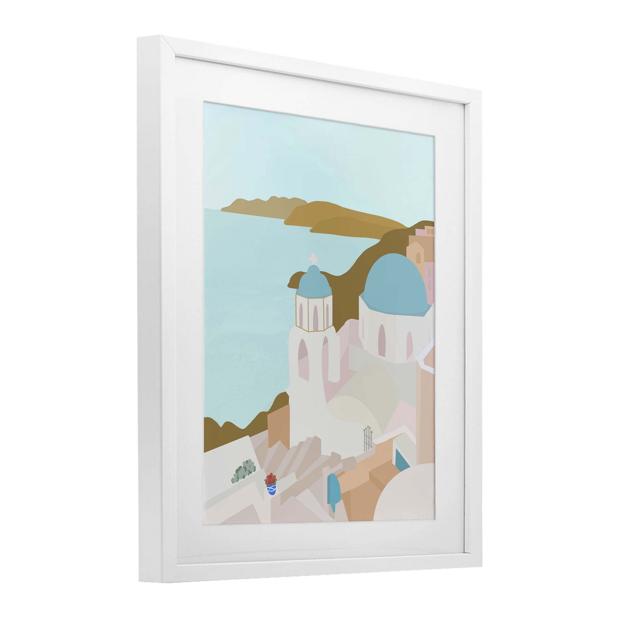 Stupell Industries Coastal Santorini Vibes White Framed Print Under Glass, design by Anna Quach