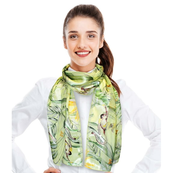 CBC Crown Women's Tropical Zoo Animal Theme Lightweight 13" x 60" Silk Feeling Fashion Novelty Scarf
