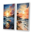 thumbnail image 3 of Designart "Beach Sunlit Waves painting" Coastal Beach Sand Framed Wall Art Set Of 2 - Blue Beach Gallery Wall Frame Set For Home Decor, 3 of 7