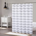 thumbnail image 1 of Striped Shower Curtain, Waterproof Waffle Weave Textured Bath Curtain with Grommets, Gray, 72"*72", 1 of 7