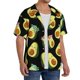 thumbnail image 2 of Balery Flowers Avocado Camisa Casual de Manga Corta con Botones para Hombre, Texturizada, Estilo Cubano, para Playa, Verano-X-Large, 2 of 5