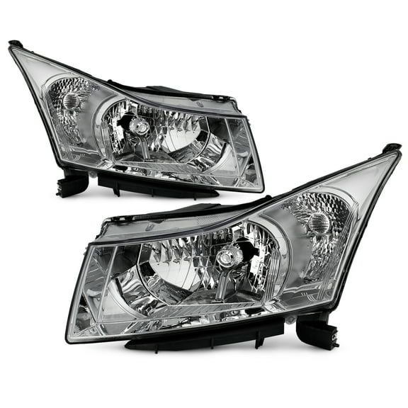 AKKON - [Halogen Type] Chrome Fits 2011-2015 Chevy Cruze headlights Pair Left Driver Right Passenger 11 12 13 14 15