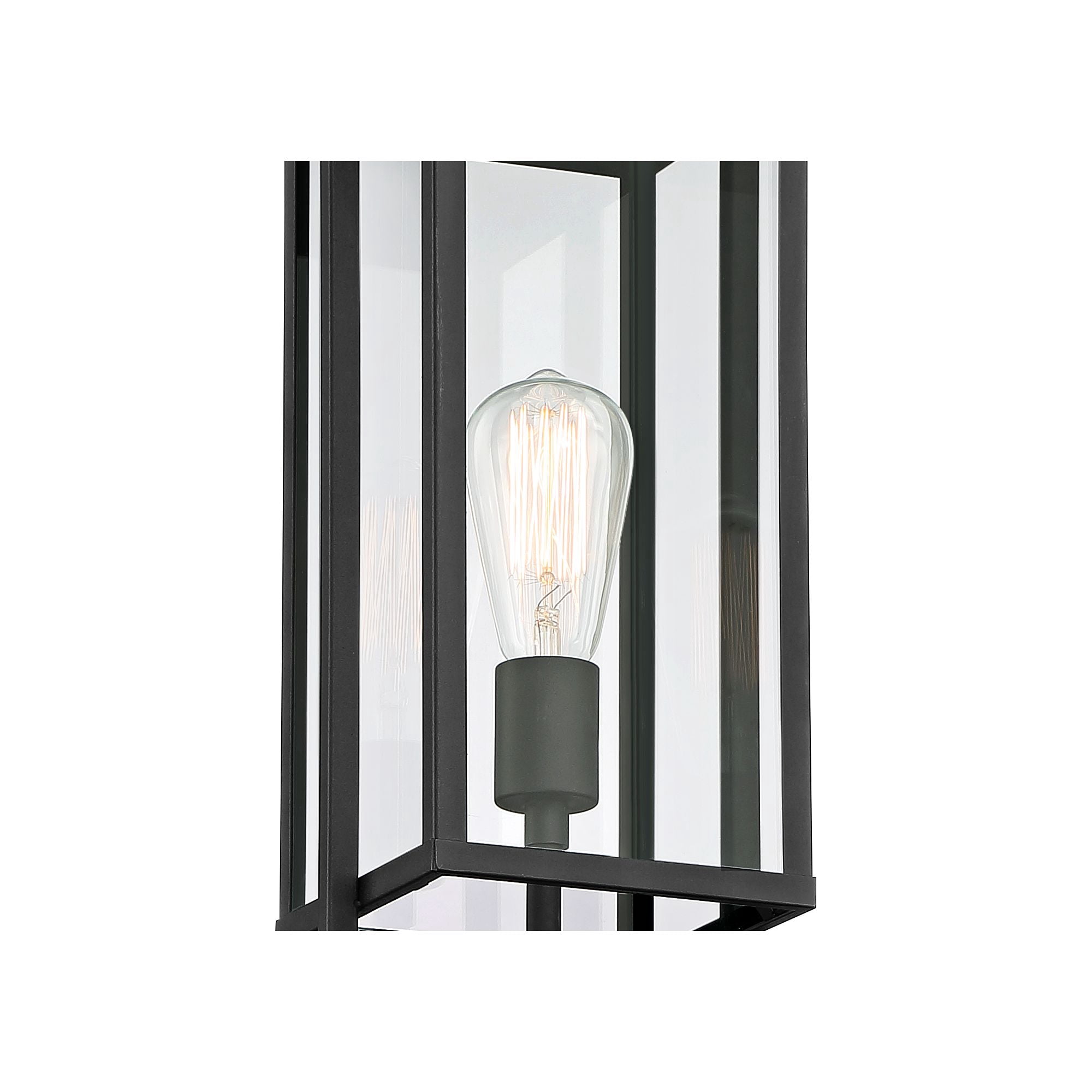 Possini Euro Design Jericho 22" High Modern Outdoor Post Light Fixture Pole Porch with Pier Mount Adapter Black Metal Glass Shade