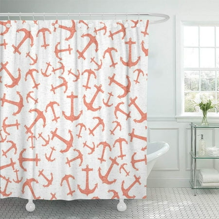 Yusdecor Colors Neon Pink Coral Nautical Anchors Salmon Bright Girly Bathroom Decor Bath Shower Curtain 60x72 Inch Walmart Canada