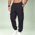 thumbnail image 6 of Dwellite Baggy Cargo Sweatpants for Men Wide Leg Jogger Pants Loose Fit Fashion Solid Color Trousers with Pockets Black S, 6 of 6