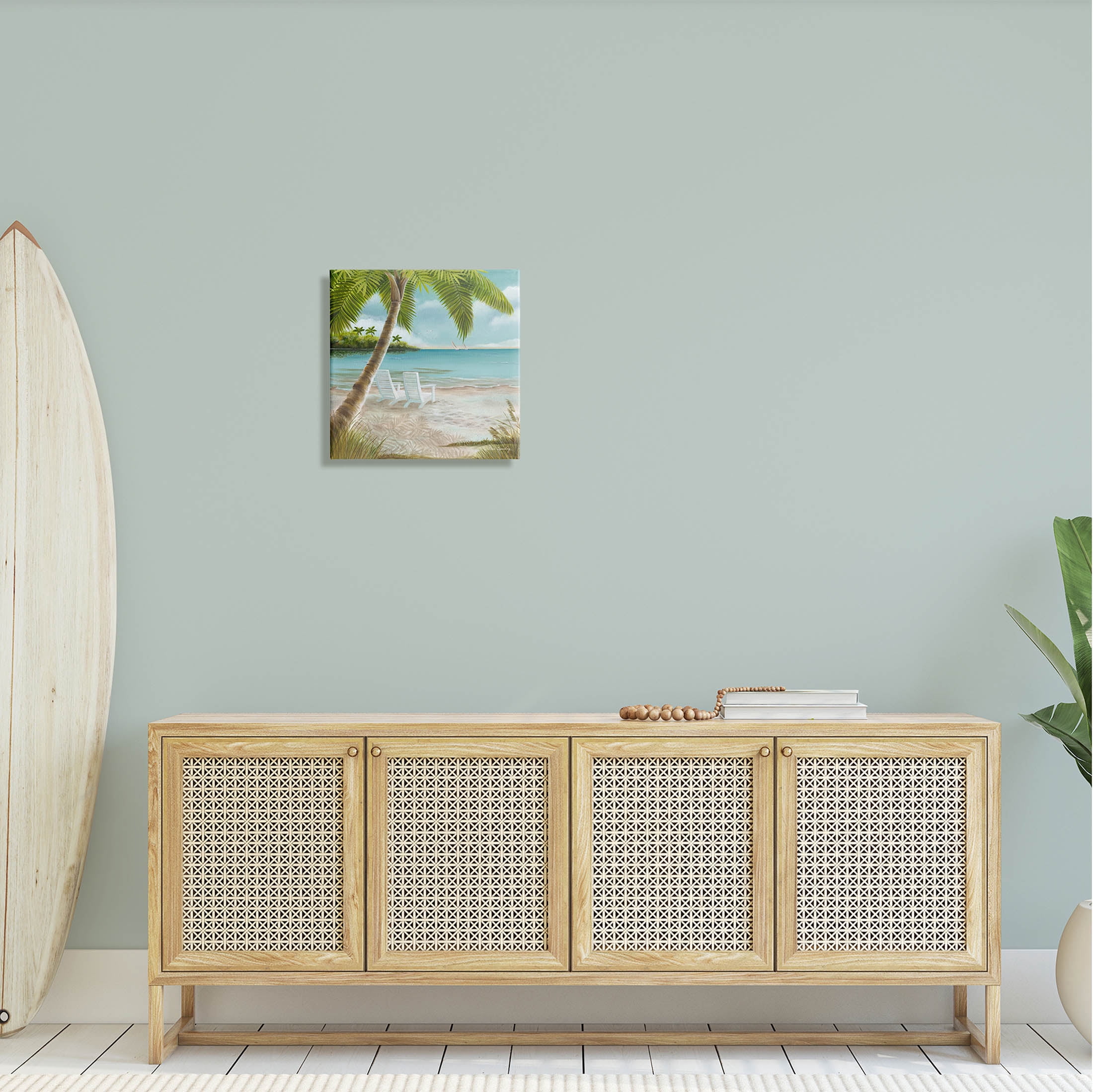 Summer Beach Tropical Vacation Shore Coastal Painting Gallery Wrapped Canvas Print Wall Art