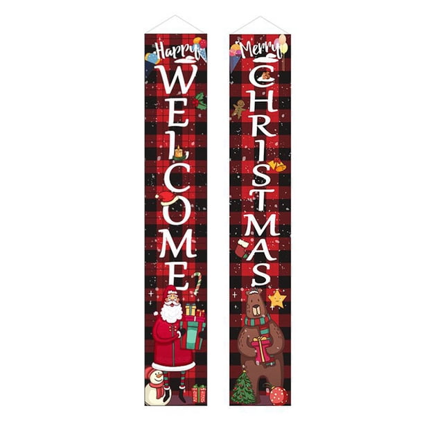 Cateissary 1 par de carteles navideños, letrero de porche de Navidad, cartel de puerta de Navidad de tela Oxford, decoración de fiesta para colgar en la Kits de decoración para fiestas W Cateissary HA000240-16B