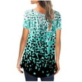 thumbnail image 3 of Azrian Womens Tunic Tops Short Sleeve Shirts Botton Up Casual Ruched Blouses Clothes, 3 of 6