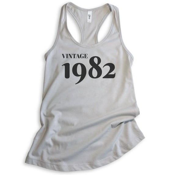 Vintage 1982 Tank Top, Ladies Racerback Tank Top, 40th Birthday Tank, Fortieth Birthday Tank, B-day Tank, Silver Gray, XX-Large