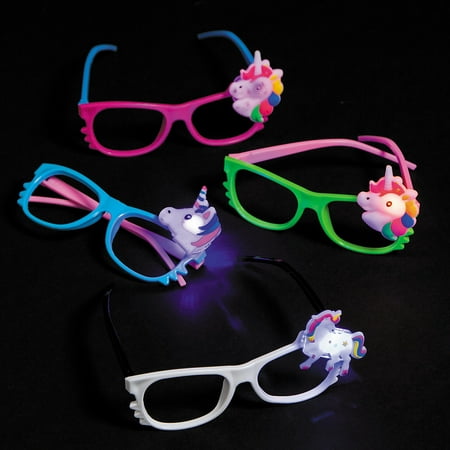 Fun Express - Unicorn Light Up Glasses - Apparel Accessories - Eyewear - Novelty Glasses - 12 Pieces