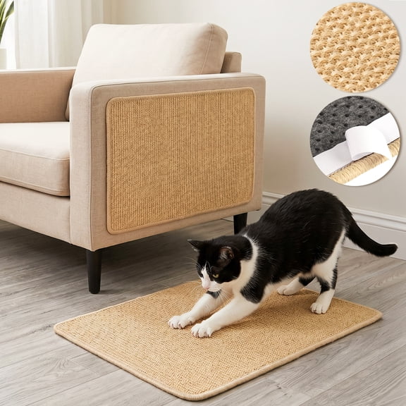 Cat Scratcher Mat, 23.6"x15.7" Natural Sisal Scratch Pad for Indoor Cats, Horizontal Floor Cat Scratching Pads Rug, Furniture Protector for Couch & Carpets & Sofas-2 Pack