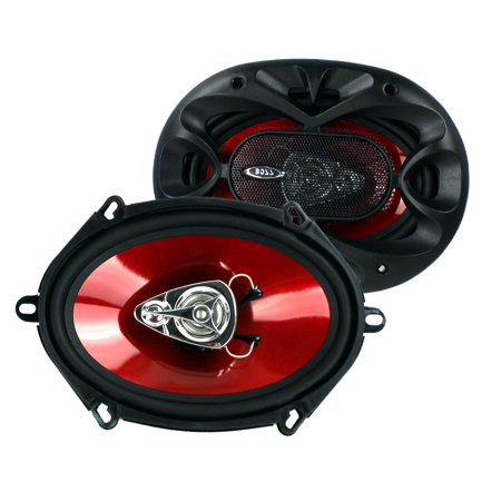 BOSS Chaos CH5730 5x7" 300W 3-Way Car Coaxial Audio Stereo Speakers Red