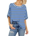 thumbnail image 3 of UVN Oversized Stripe T Shirt for Women Summer Casual Short Sleeve Tee Ladies Loose Crewneck Tops, 3 of 7