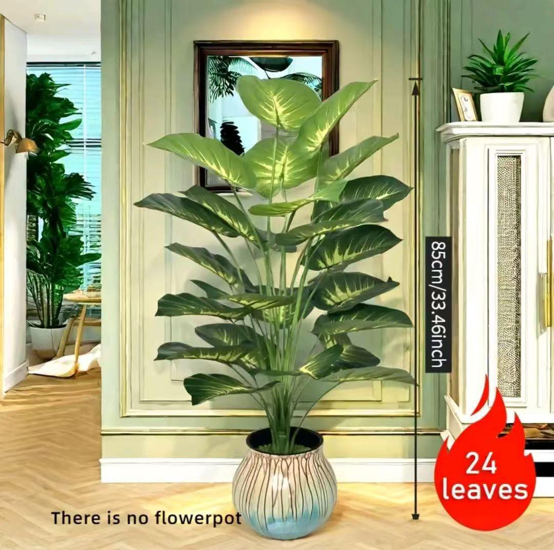 80cm Artificial Palm Tree, Lifelike Tropical Fake Plant with Large Green Leaves, Durable Plastic Decoration for Home, Office, Wedding, Party, Holiday, No Pot