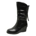 thumbnail image 4 of POROPL Mid Calf Boots for Women Wedge Leatherknight Shoes,Boots for Saving Size 4.5, 4 of 9