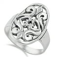 thumbnail image 1 of Oxidized Heart Filigree Fleur De Lis Ring .925 Sterling Silver Band Jewelry Female Male Size 6, 1 of 4
