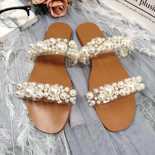 Chanclas Ojotas Bordadas Con Perlas Ojotas Decoradas Sandalias