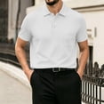 thumbnail image 5 of Mens Casual Polo Shirt Summer Short Sleeve Waffle Shirt Classic Collared Golf Polo Shirt White 2XL, 5 of 5