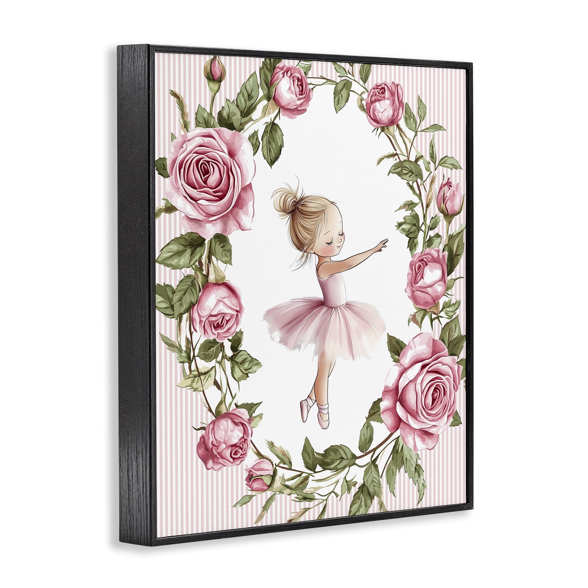 Stupell Industries Little Rose Dance Ballerina Black Framed Giclee Art, design by Christine Simpson Art
