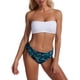 thumbnail image 2 of Traje de baño dividido elástico para mujer: ropa de playa cómoda, conjunto de bikini de poliéster de cintura alta blanco talla S, 2 of 6