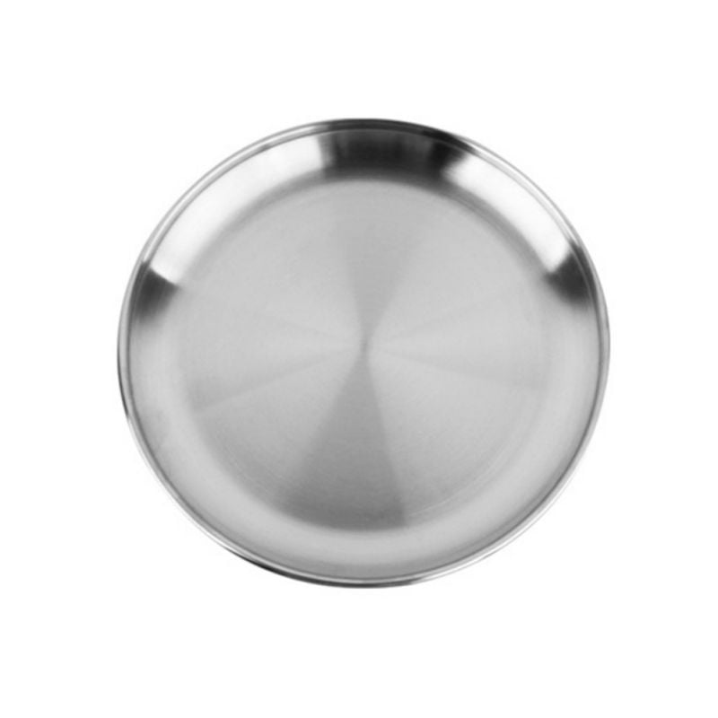 Heavy Stainless Steel Round Shape Dinner Plate Kitchenware Camping Picnic 