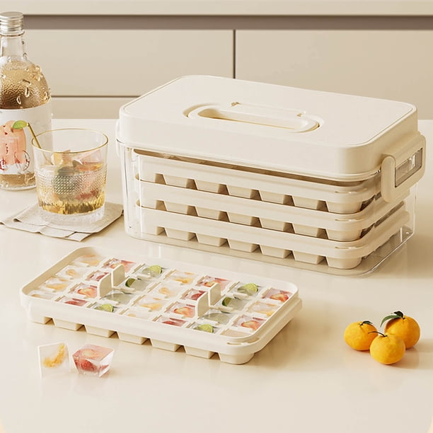 Rejilla para hielo, bandeja para cubitos de hielo, bandejas para hielo, bandeja para hielo de gran capacidad, bandeja para desmoldar, caja de almacenamiento para hacer hielo en el hogar, 84 compartime