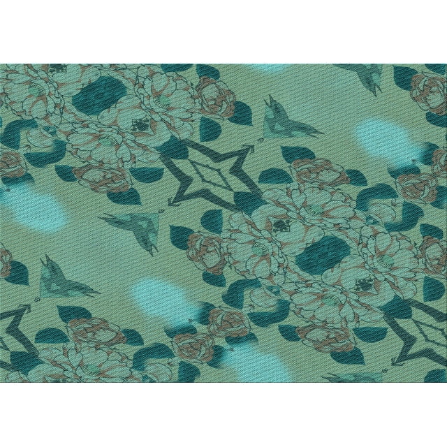 Ahgly Company Machine Washable Indoor Rectangle Transitional Deep-Sea Green Area Rugs, 2' x 3'