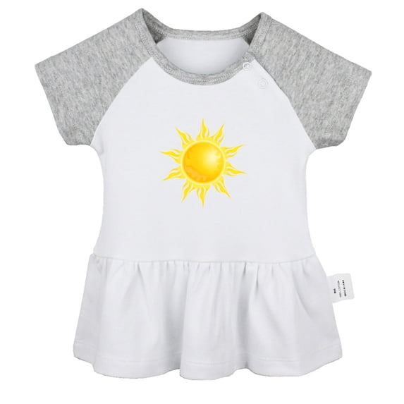 Nature Sun Pattern Dresses For Baby, Newborn Babies Skirts, Infant Princess Dress, 0-24M Kids Graphic Clothes (Gray Raglan Dresses, 18-24 Months)