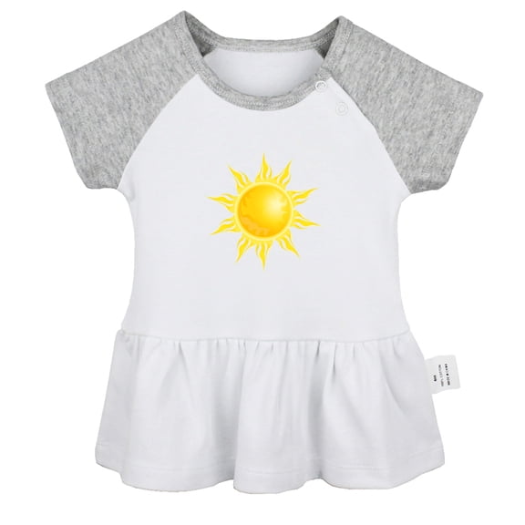 Nature Sun Pattern Dresses For Baby, Newborn Babies Skirts, Infant Princess Dress, 0-24M Kids Graphic Clothes (Gray Raglan Dresses, 18-24 Months)