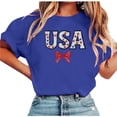 thumbnail image 2 of 4th of July Shirts for Women Summer Casual Short-Sleeve Letter Print T Shirts Crewneck Fashion Patriotic Tees Lightweight Comfy Independence Day Tops, 2 of 6
