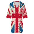 thumbnail image 5 of Colorful Patchwork Union Jack Flag Womens Dress With Pockets Summer V Neck 3/4 Sleeve Dress Plus Size Loose Dress, 5 of 7