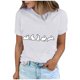 thumbnail image 2 of Tops de Cuello Alto para las Mujeres Amante Impreso Camiseta Cuello Redondo Manga Corta, Poliéster Spandex, 2 of 7