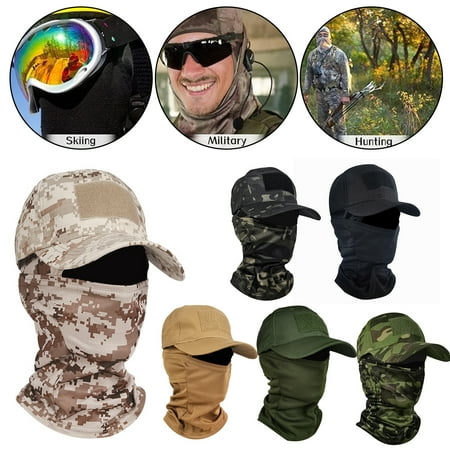 Dujiujun Camouflage Baseball Hat with Detachable Neck Gaiter Wide Brim Breathable UV Sun Protection Summer Outdoor Fishing Hiking Cycling Sun Hat