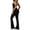 Black, variant on Fashion Womens Sleeveless Flared Leg Jumpsuits V-Neck Stretch Slim Fit Solid Color Tight Rompers with Back Cross Wide Straps Fashion Bodysuits for Spring/Summer Red M