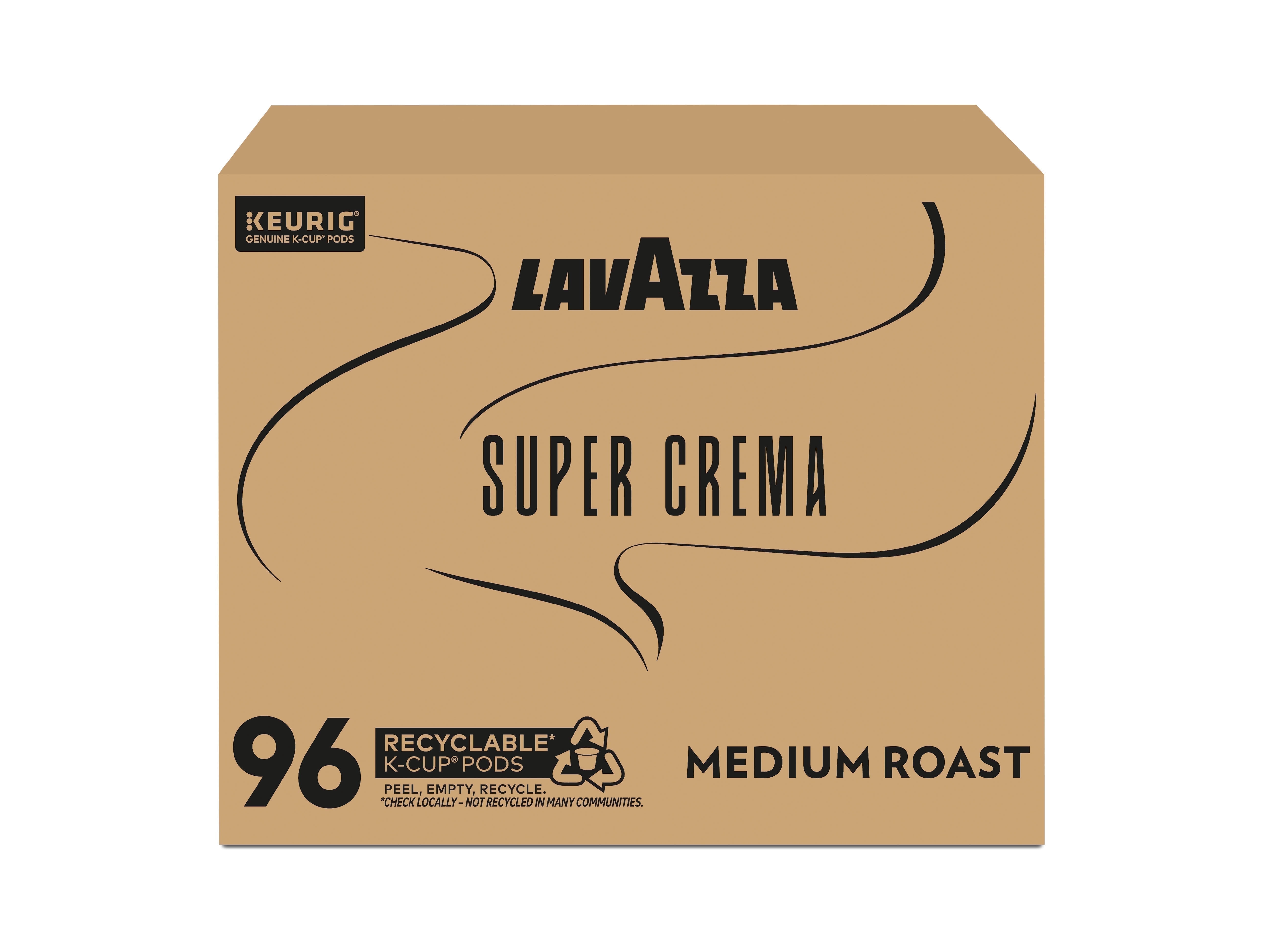 Lavazza Super Crema Keurig K-Cup® Pods, Medium Roast, Arabica and Robusta Blend (96 Pods)