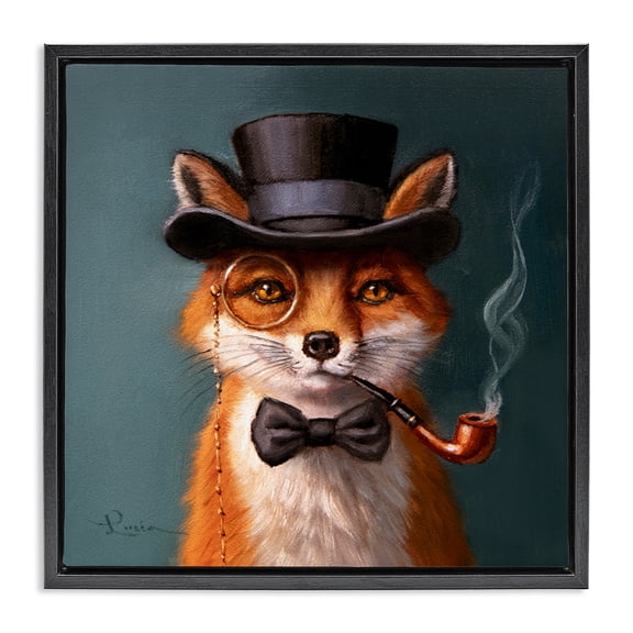 Stupell Industries Contemporary Charming Dapper Fox Black Floating Frame Canvas Art, 18 x 18, by Lucia Heffernan