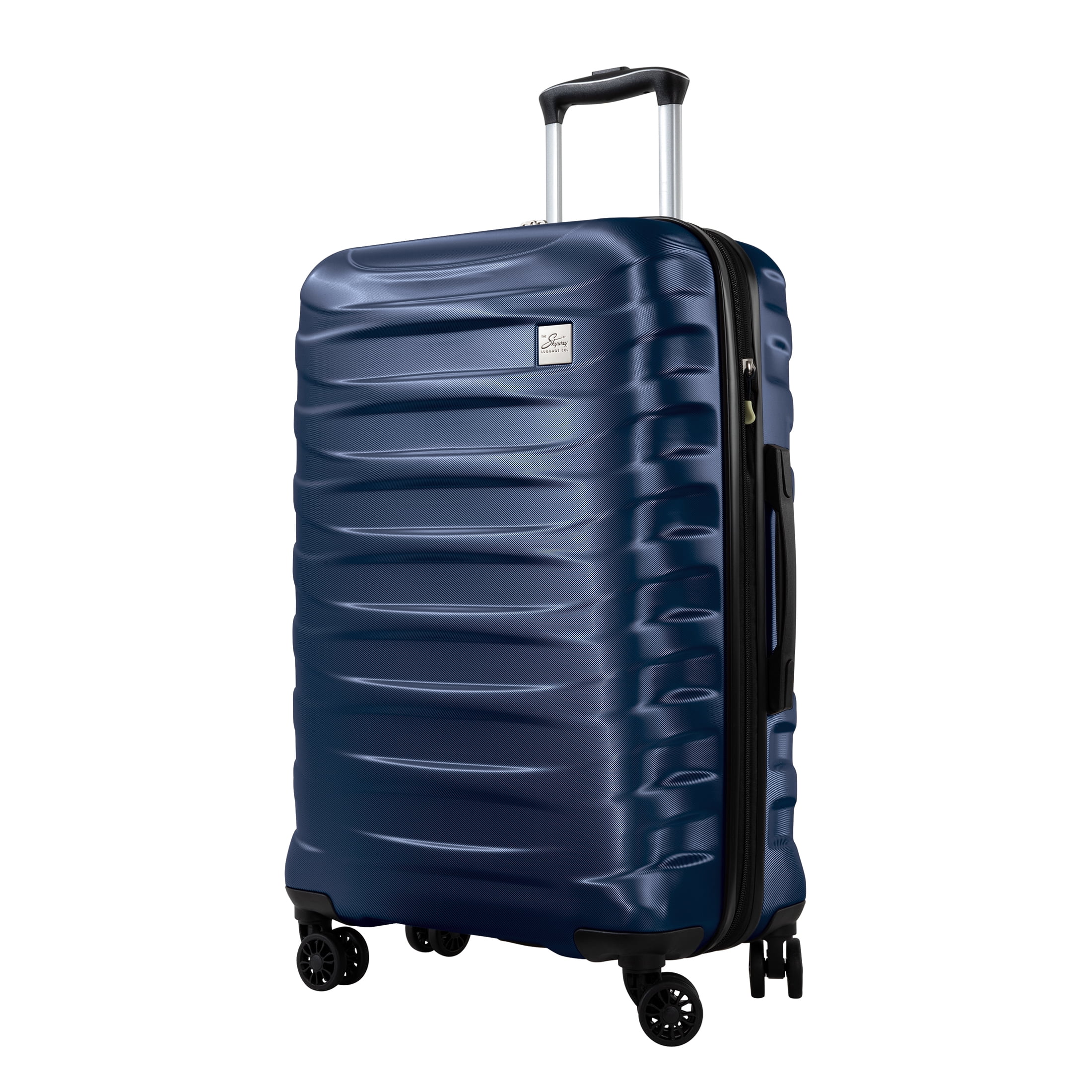 Skyway Luggage Camano Hardshell 24" Expandable Medium Checked Luggage Suitcase with Spinner Wheels, Blue