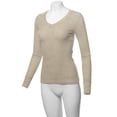 thumbnail image 5 of A2Y Women's Basic Solid Long Sleeve V Neck Fitted Thermal Top Shirt Oatmeal M, 5 of 6