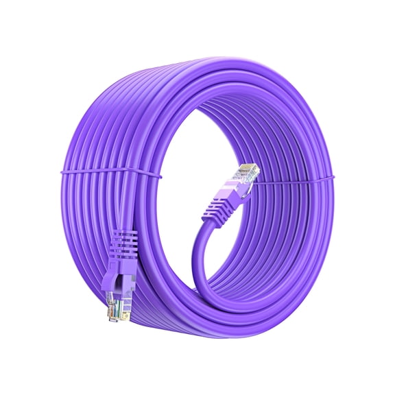 Cat 6 Ethernet Cable 50 Ft, 100% Pure Copper, Cat6 Cable LAN Cable, Internet Cable, Patch Cable and Network Cable - UTP (Purple) 50 Feet