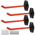 thumbnail image 2 of 4 Pcs Heavy Duty Garage Hooks Set, 10 in Tire Rack Wall Mount, Steel Hooks for Ladders with Anti-Slip Coating, Includes Screws & Anchors, for Organizing Bikes, Ladders, Chairs & Garden Tools (Orange), 2 of 7