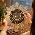thumbnail image 5 of Christmas Pearl Diamond Painting Suncatcher Kit, DIY Craft, Acrylic Snowflake Shape Board with Lace Edge, 3D Mixed-Sized Pearl Beads Craft, 5 of 7