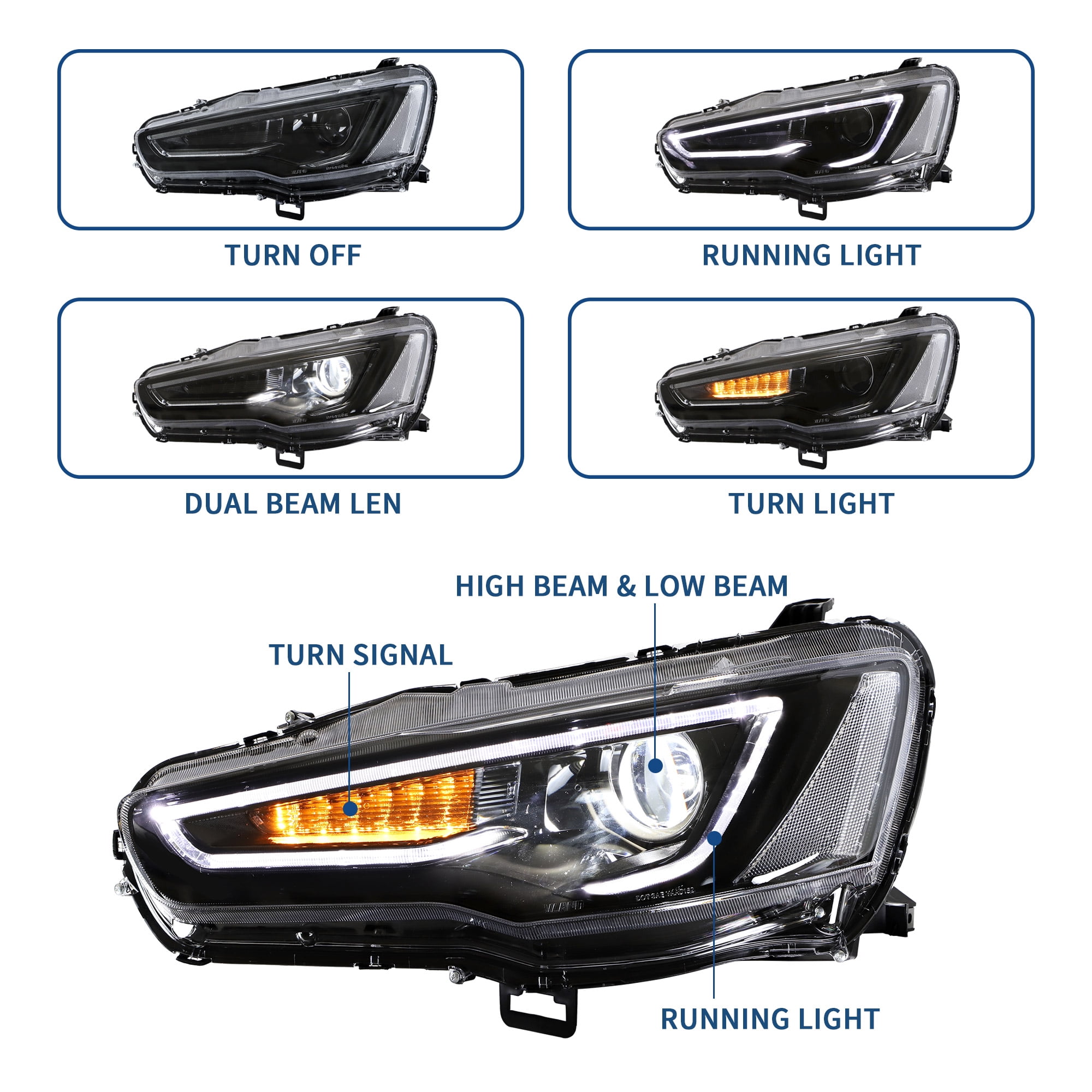 VLAND Projector Headlights for Mitsubishi Lancer EVO X 2008