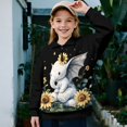 thumbnail image 2 of Uorisanigo Girls Half Zip Pullover Sweatshirt Fall Trendy Sunflower Elephant Long Sleeve Lapel Zipper Sweatshirt Oversized Drop Shoulder Pullover Top for Vacation Shopping Exercise Wear, 2 of 7