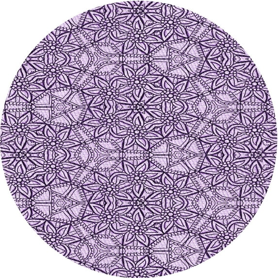 Ahgly Company Indoor Round Patterned Purple Jam Purple Area Rugs, 3' Round