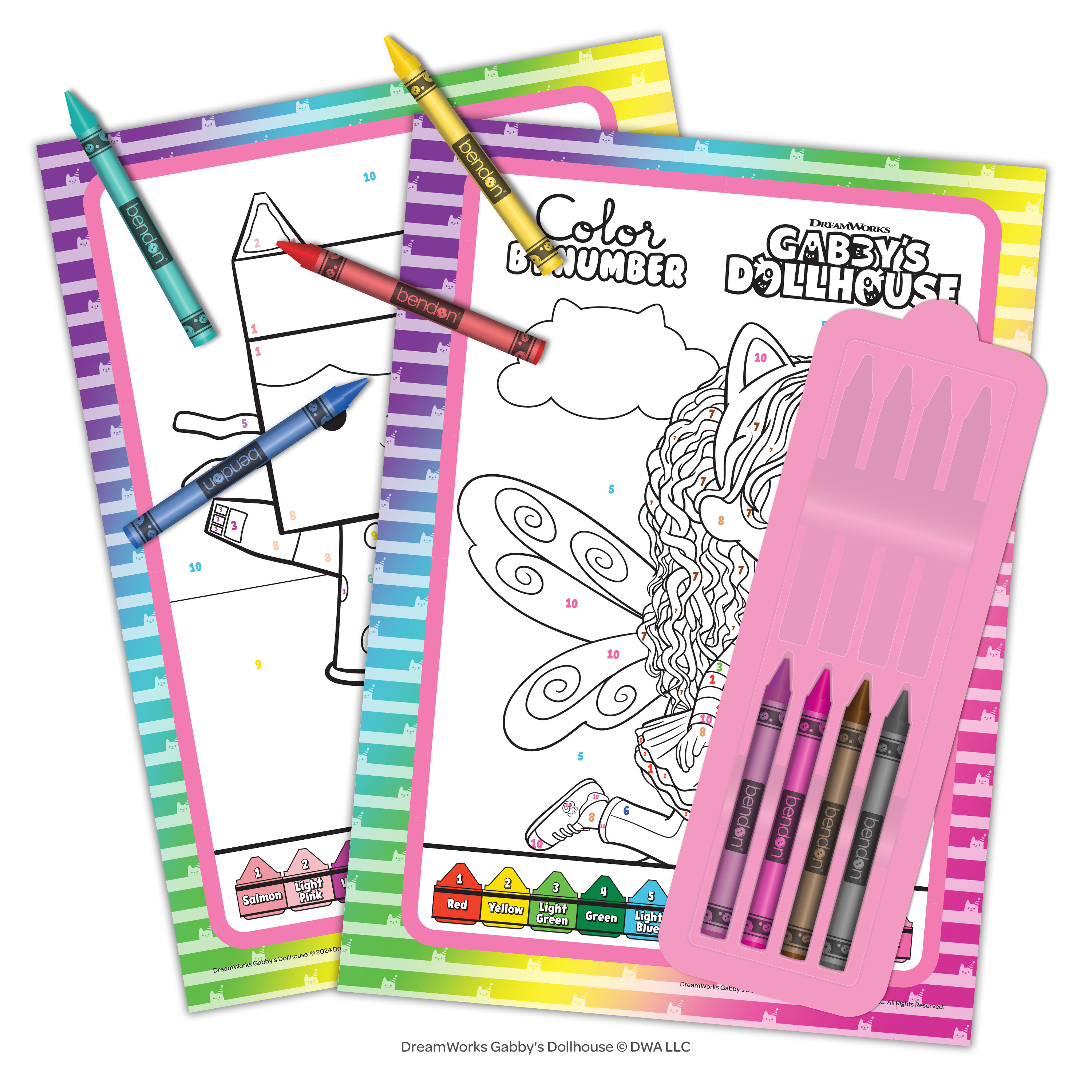GABBY'S DOLLHOUSE COLOR BY NUMBER BOOK WITH 8 CRAYONS
