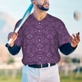 thumbnail image 6 of Balery Retro Florals Purple Baseball Jersey for Men Casual Button Down Shirts Short Sleeve Active Team Sports Uniform-X-Large, 6 of 9