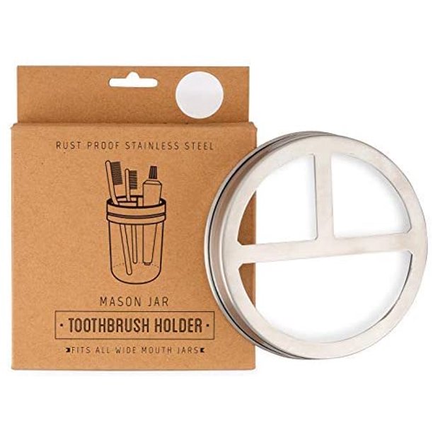 Jarmazing Products Mason Jar Toothbrush Holder Lid Stainless Steel for Wide Mouth Jars
